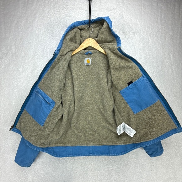 Carhartt WJ141 431 Sherpa Lined Sandstone Sierra Jacket Blue Womens Small 4/6 - Picture 3 of 16